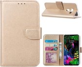 LuxeBass Hoesje geschikt voor LG G8 ThinQ - Bookcase Goud - portemonee hoesje - bookcase - boekhoesje - book case - boek hoesje
