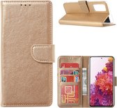 LuxeBass Hoesje geschikt voor Samsung Galaxy S20FE - Bookcase Goud - portemonnee hoesje - telefoonhoes - gsm hoes - telefoonhoesjes