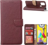 LuxeBass Hoesje geschikt voor Samsung Galaxy M31 - Bookcase Wijnrood - portemonnee hoesje - telefoonhoes - gsm hoes - telefoonhoesjes