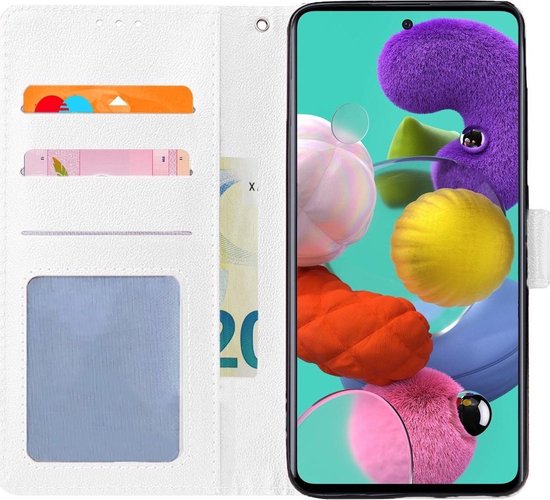 Étui portefeuille pour téléphone Bookcase pour Samsung Galaxy A5 2016 - Étui portefeuille pour cartes bancaires - Simili cuir - Support en Siliconen - Fermeture magnétique - Wit - Bibliothèque - Couverture de livre - Étui de livre - Étui de livre