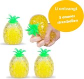 Ananas stressbal voor de hand - Met waterballetjes - 3 exemplaren - 5 x 8 cm - Fidget Toys