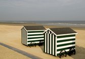 Dibond - Zee - Strand in wit / beige / grijs / blauw / groen - 100 x 150 cm