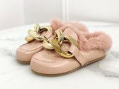 Loafer met faux fur en chain | roze | maat 41