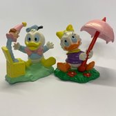 Walt disney - vintage - speelsetje 2x - Donald en katrien als baby's - 6 cm - Bullyland