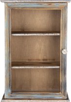 Wandkast 33*15*50 cm Bruin, Blauw Hout Rechthoek Opbergkast