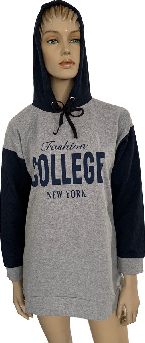 Dames Trui Grijs en Donkerblauw - L