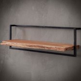 Wandplank Woody Metaal - wandschap - wandrek - zwevend - industrieel - metaal - hout - boomstam - 100 cm