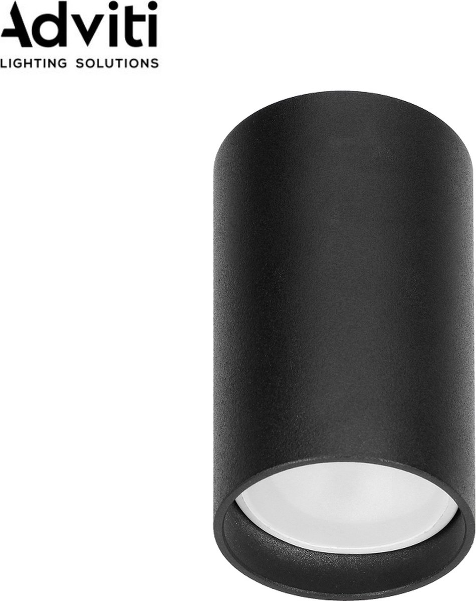 Adviti BARBRA Ronde opbouwspot - Plafondspot Downlight - GU10 - Aluminium behuizing - Zwart