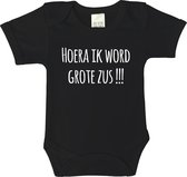 Romper - Hoera ik word grote zus !!! - 68 - korte mouwen - baby - baby kleding jongens - baby kleding meisje - rompertjes baby - rompertjes baby met tekst - kraamcadeau meisje - kr