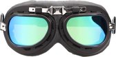 Zwart chrome motorbril multi kleur glas