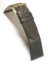 Horlogeband - Echt Leer - 20 mm - donkerbruin - doublé gesp - soepel