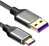 USB C kabel - 2.0 - HighSpeed - 480 Mb/s snelheid - Nylon mantel - Grijs - 1 meter - Allteq