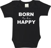 Baby rompertjes - Born to be happy - maat 80 - korte mouwen - baby - baby kleding jongens - baby kleding meisje - rompertjes baby - rompertjes baby met tekst - kraamcadeau meisje -