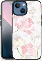 Back Case TPU Siliconen Hoesje geschikt voor iPhone 13 mini GSM Hoesje met Zwarte rand Mooie Bloemen