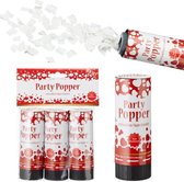 Set van 3x party poppers/confetti shooters valentijn/bruiloft decoratie wit 10 cm - Huwelijk/Valentijnsdag confetti van papier