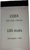 100 stuks - A4 - 225x325+50 mm - Coex verzendenvelop - verzendzak - koerierszak - verzendzakken - sterk - waterdicht - ondoorzichtig -