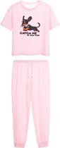 Damespyjama - Voor Teckelliefhebbers - Roze - Korte mouwen