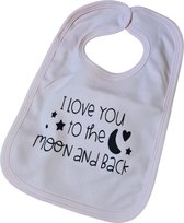 Slabbetje met tekst - i love you to the moon and back - licht roze