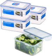 Lock&Lock Vershoudbakjes set met deksel - Bewaardozen voedsel - Meal prep bakjes - Set van 4 Stuks - 1,1 liter - Transparant