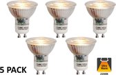 5 PACK - GU10 LED Spot 1 Watt, 80 Lumen, 2200K Flame, Glas