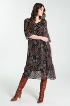 Cassis Dames Lange jurk met plissé-effect en bloemenprint - Jurk - Maat 40