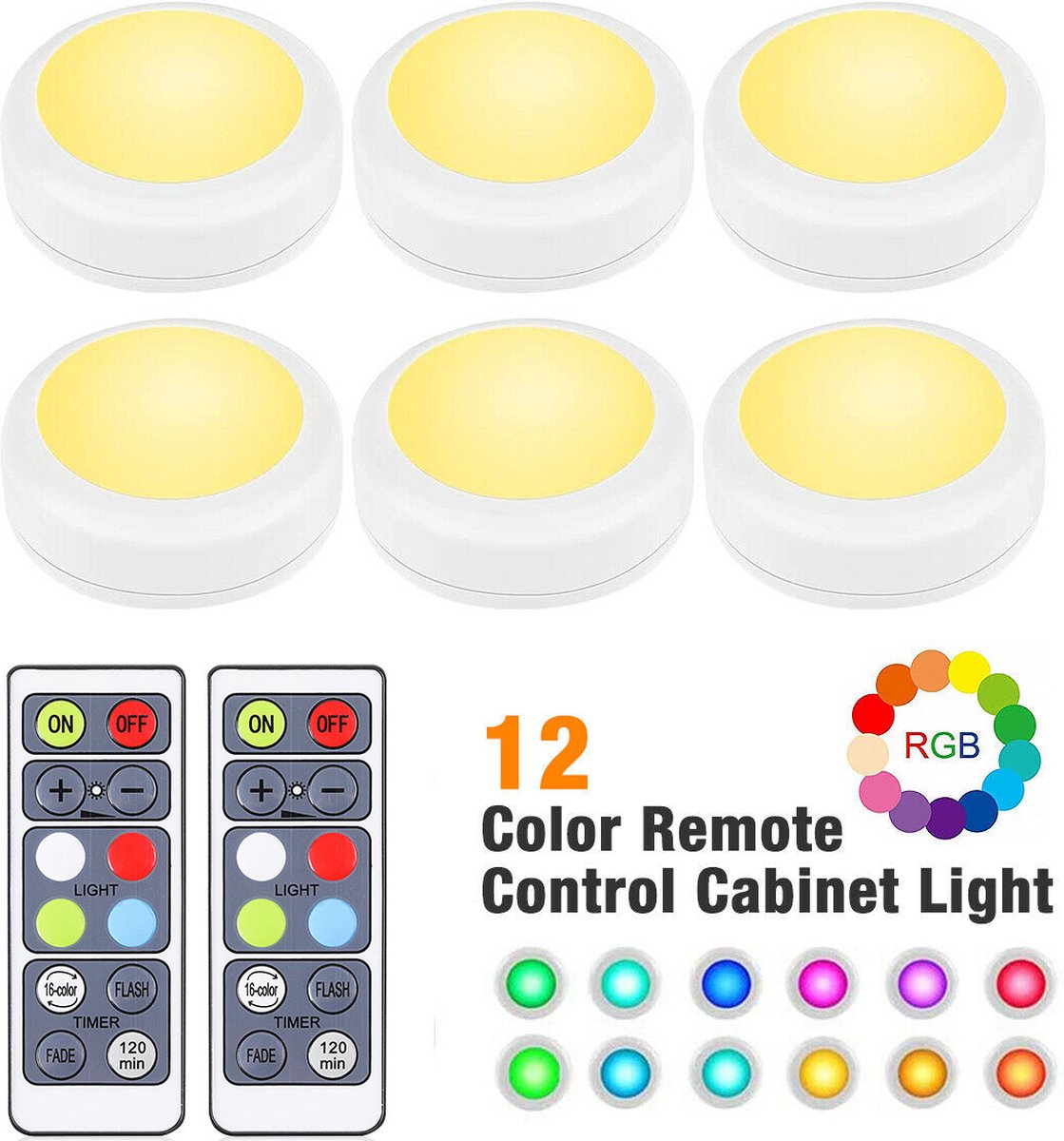ABC-LED LED kastverlichting set - Met afstandsbediening - 6 LED spots