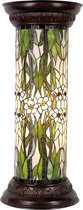 Zuil Tiffany Ø 31x78 cm Groen Wit Glas Rond Bloemen Bureaulamp Tiffany Lamp Zuil Sierlamp