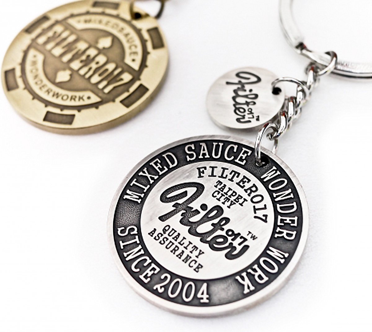 FILTER017 POKER CHIP KEY ANTIQUE SILVER - sleutelhanger - Hanger -embleem