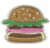 Hamburger Fastfood Strijk Embleem Patch 5.8 cm / 4.7 cm / Beige Groen Roze