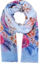 Dunne Sjaal met Bloemen - 180x85 cm - Blauw
