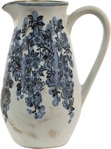 Decoratieve Schenkkan 1300 ml Blauw, Beige Keramiek Bloemen Waterkan Kan