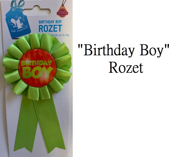 Birthday Boy Rozet - Broche - Sierspeld - Sierpin - Verjaardag Sierpin - Cadeau Geschenk - Rozet "Birthday Boy" - Hiep Hiep Hoera - Feestartikel - Feestdecoratie - Kinderfeest -  16 x 9 cm - 1 stuk