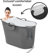 EKEO Zitbad 100CM- 210L -  Mobiele badkuip - Bath Bucket - Inclusief kussen - Grijs