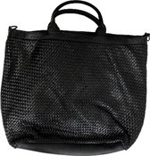 Hommard Geweven leren Grote zwarte Shopper Bag, Echt leer, Real leather, Woven Leather, Made in Italy