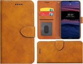 Hoesje Nokia G300 - Bookcase - Pu Leder Wallet Book Case Cognac Bruin Cover