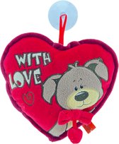 Valentijn  Hart - Knuffel - With Love - Hondje - Liefdeshond - Valentijns Knuffel - 20cm - Pluche - Rood