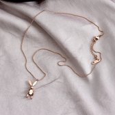 Ketting meisje - konijn - rosé goud - gelukspoppetje