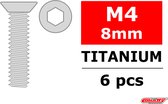 Team Corally - Titanium schroeven M4 x 8mm - Verzonkenkop binnenzeskant - 6 st