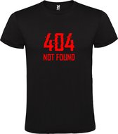 Zwart T-shirt ‘404 Not Found’ Rood Maat S