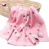 Snufie babydeken | 100% bamboe katoen extra zacht 100x80cm | Pluisvrije deken | Premium babydekentjes voor wieg of ledikant | Schaap Roze