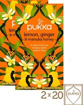 Pukka Thee - Lemon, Ginger & Manuka Honey - Voordeelverpakking - 2 x 20 zakjes