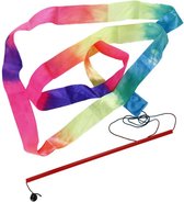 Danslint in regenboogkleuren met stok - voor ritmische gymnastiek - lengte van het lint 2 meter