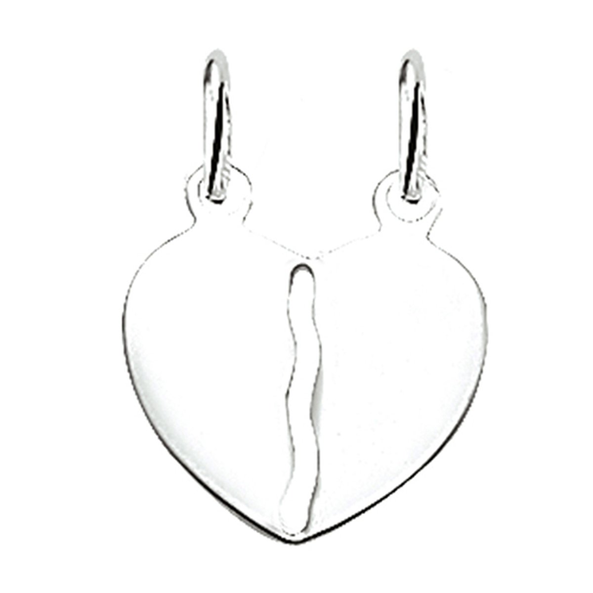 Vriendschapshartje® Breekhartje zilver glad - hanger met 2 zilveren Jasseron kettingen 50cm 1mm - hart hanger - breekhart
