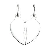 Vriendschapshartje® Breekhartje zilver glad - hanger met 2 zilveren Jasseron kettingen 50cm 1mm - hart hanger - breekhart