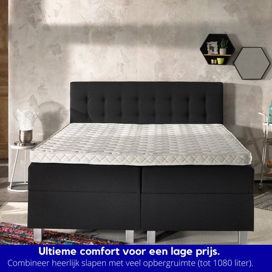 Dreamhouse® Shurgard Boxspring met Opbergruimte – Bed - 160 x 200 cm -  Antraciet | bol.com