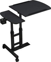 Happyment® Laptoptafel op wielen - Verstelbaar - Bijzettafel - Knietafel - Zwart
