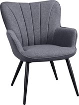 Eetkamerstoel van stof, retro design, stoel met rugleuning, stoel, metalen poten