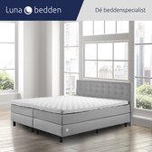 Luna Bedden - Boxspring Luna - 140x200 Compleet Grijs Geknoopt Bed