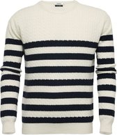 Hommard Crew Neck Cable Striped Silk Cashmere Sweater maat Medium