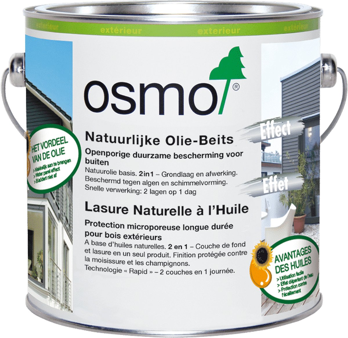 Osmo Natuurlijke Olie Beits Buiten 729 Dennengroen | 2.5 liter | Schutting Beits | Houtbeits voor buiten | Hout beits kleur